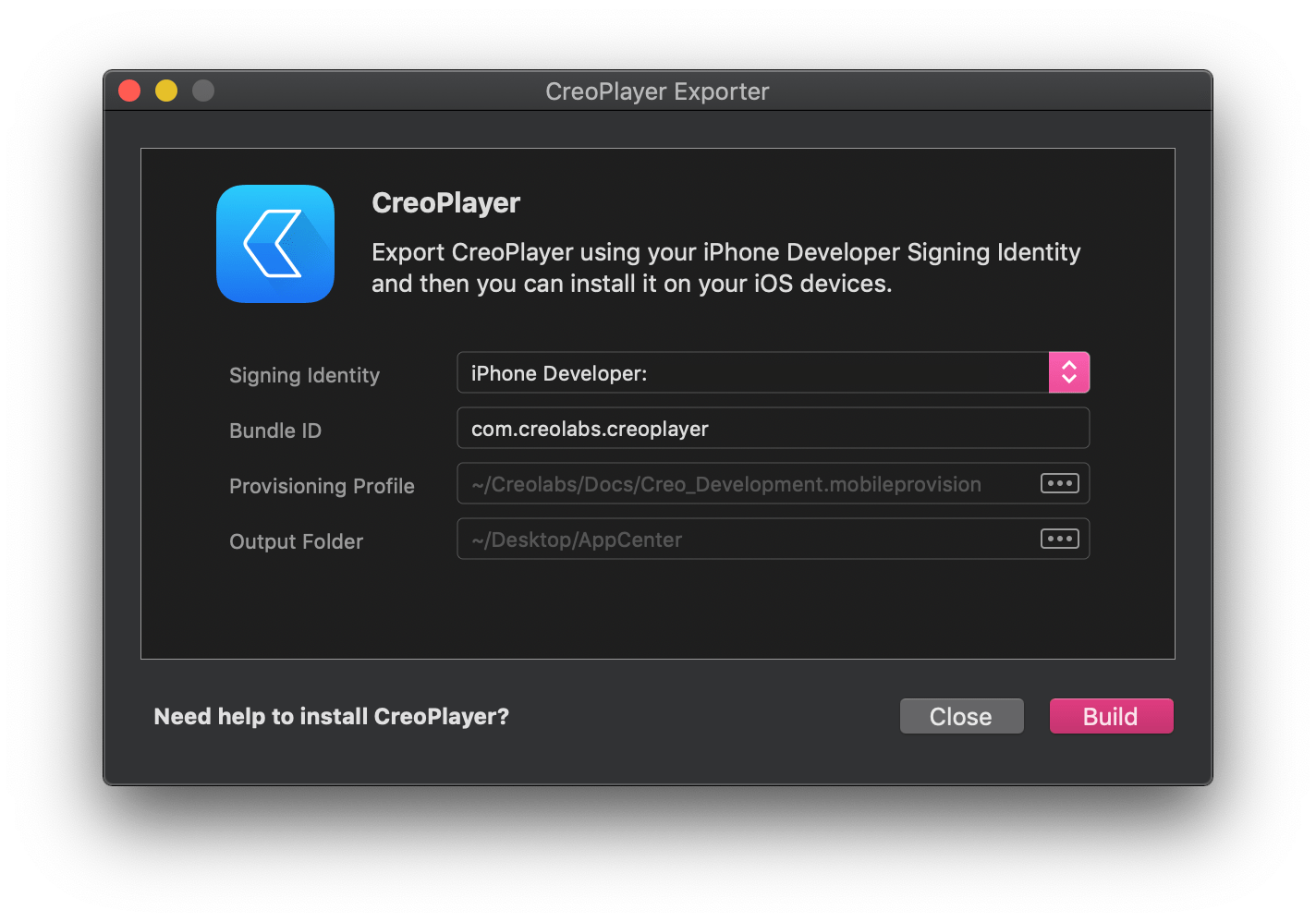Export CreoPlayer